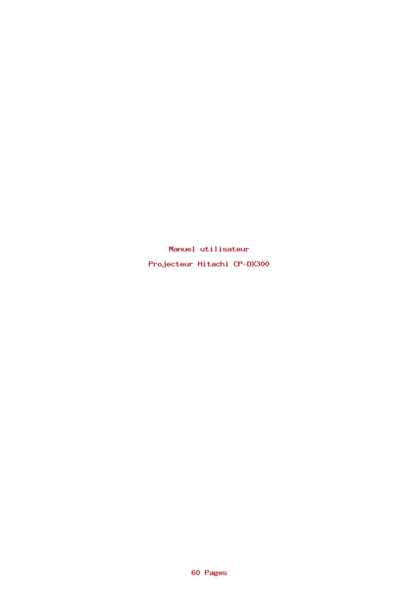 Page 1 de la notice Manuel utilisateur Hitachi CP-DX300