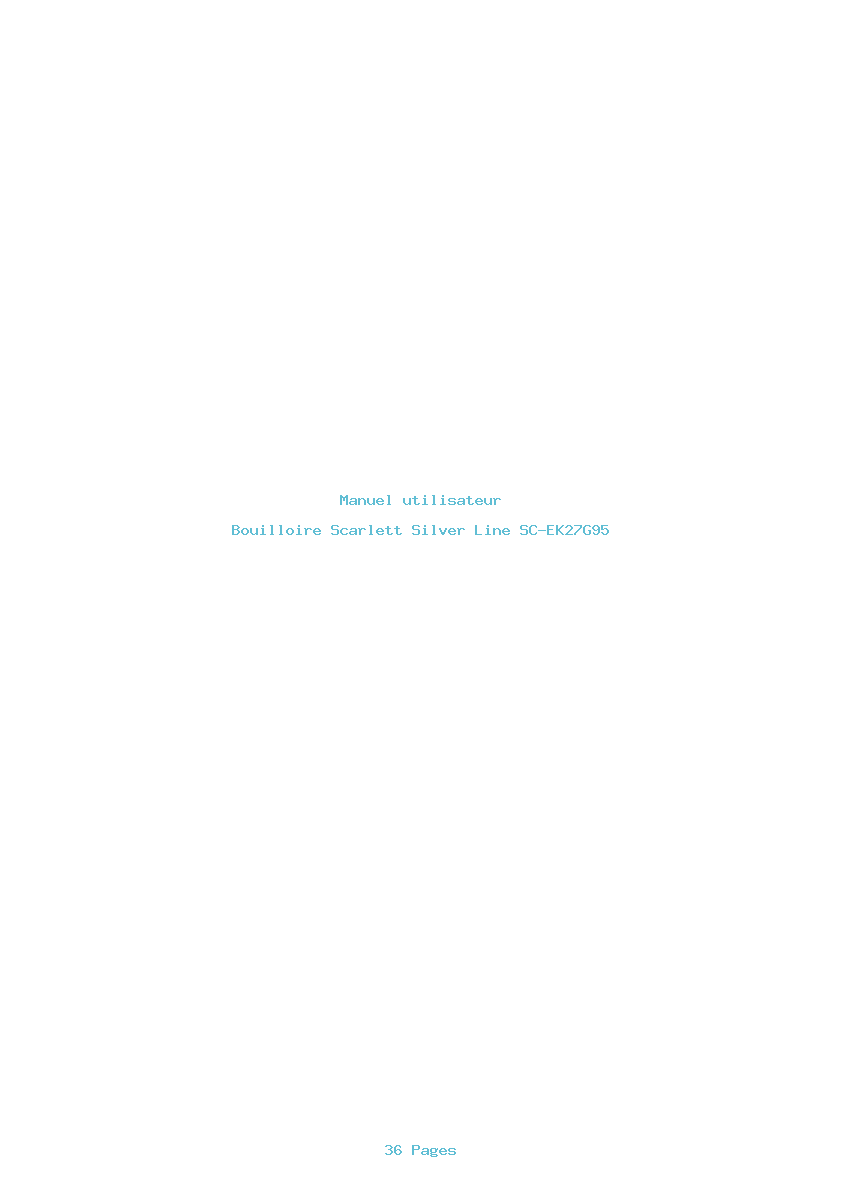 Page 1 de la notice Manuel utilisateur Scarlett Silver Line SC-EK27G95
