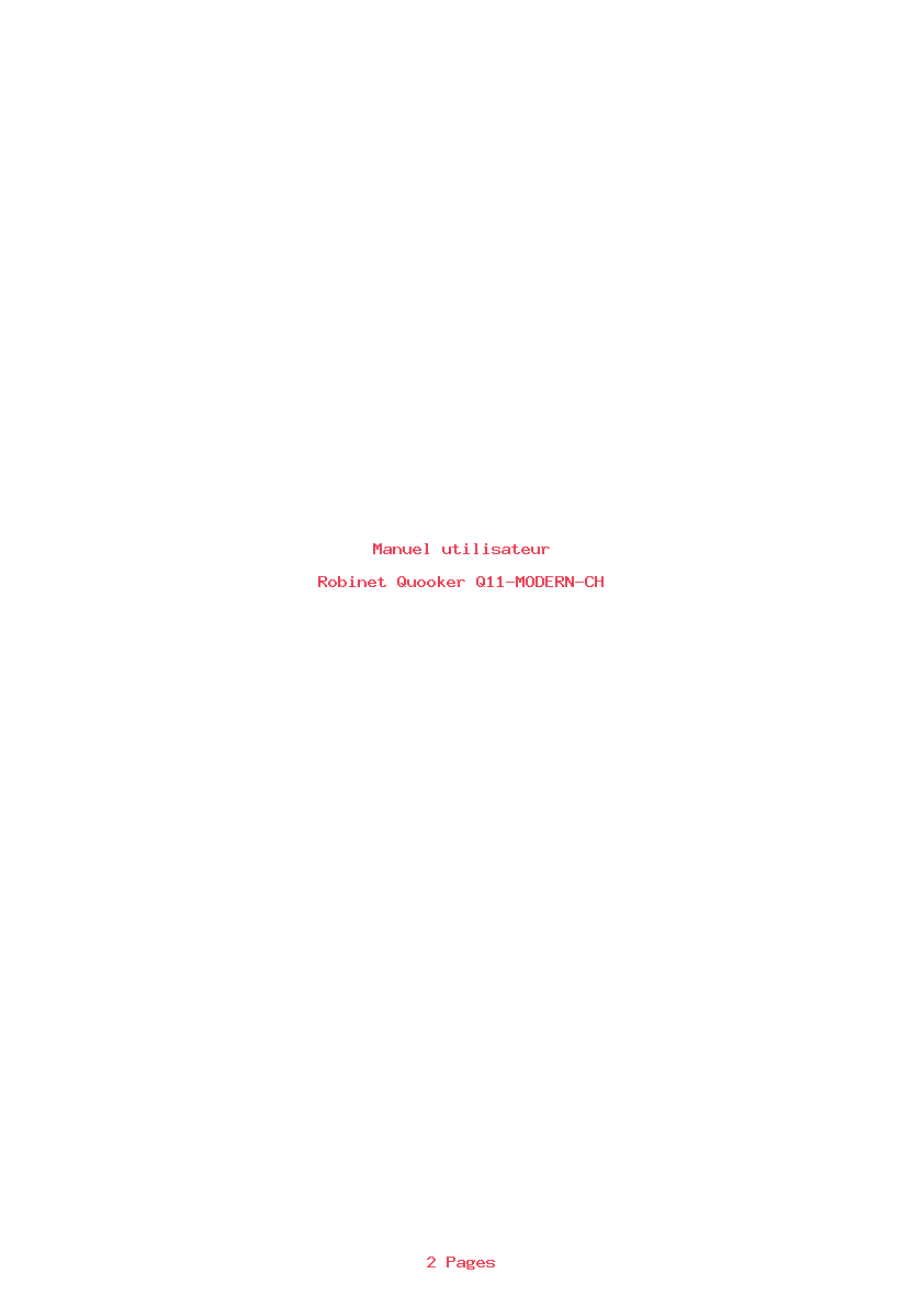 Page 1 de la notice Manuel utilisateur Quooker Q11-MODERN-CH