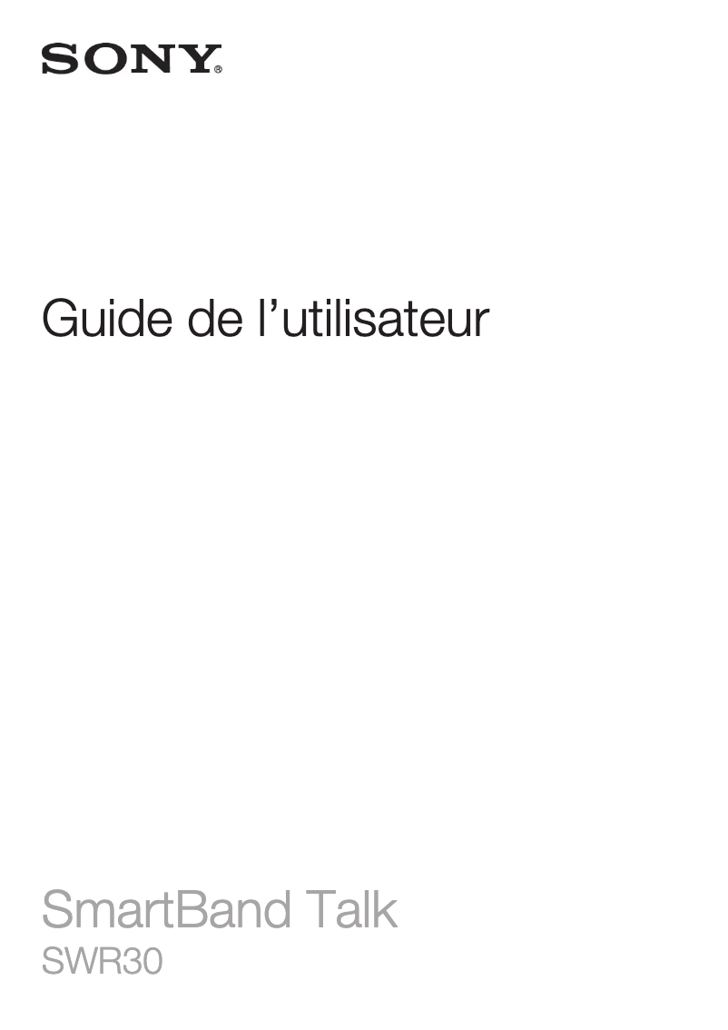 Page 1 de la notice Manuel utilisateur Sony SmartBand Talk SWR30