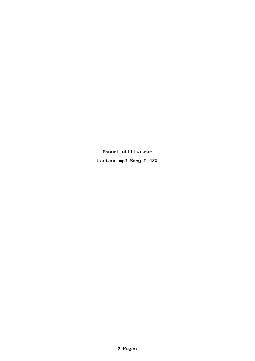 Page 1 de la notice Manuel utilisateur Sony M-470