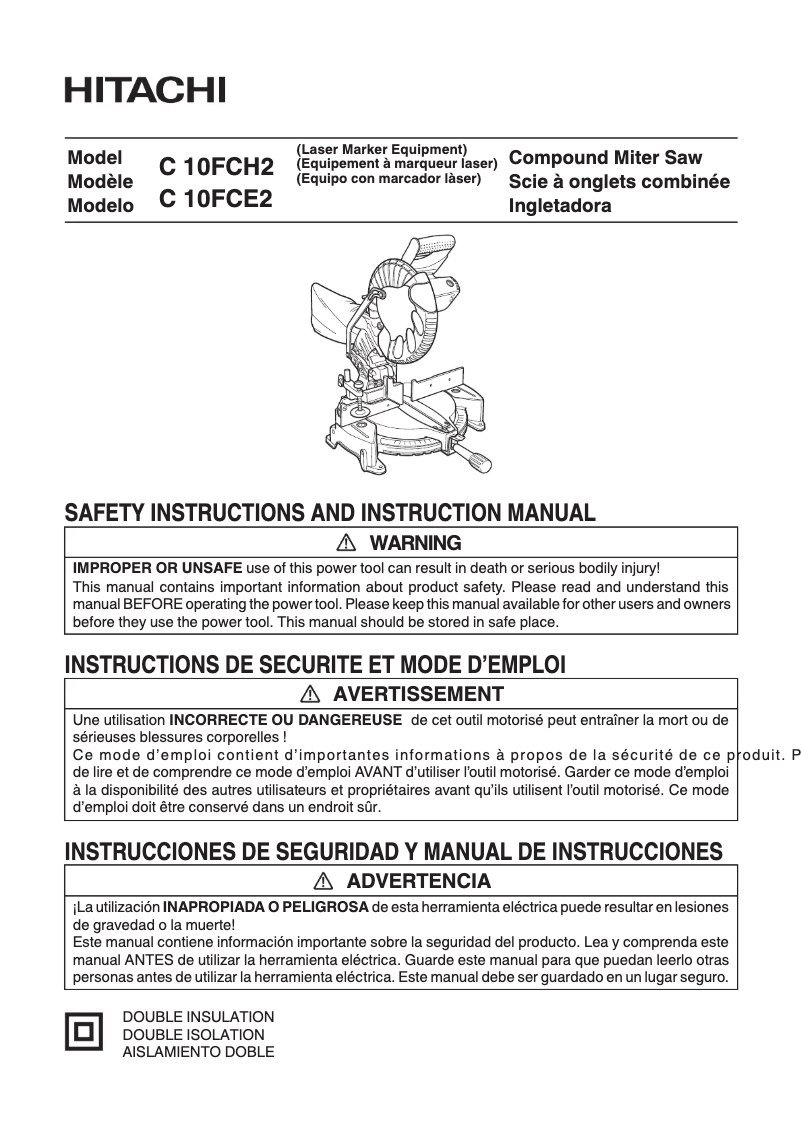 Page 1 de la notice Manuel utilisateur HiKOKI C10FCH2