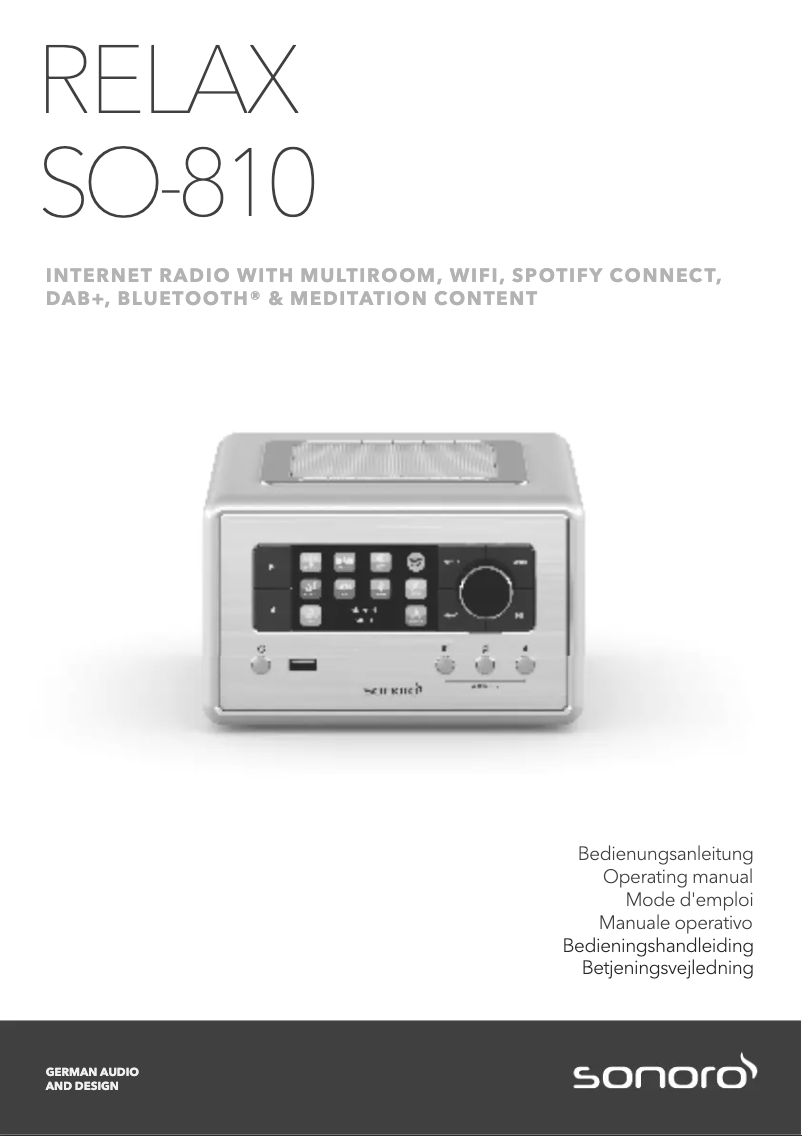 Page 1 de la notice Manuel utilisateur Sonoro Relax SO-810