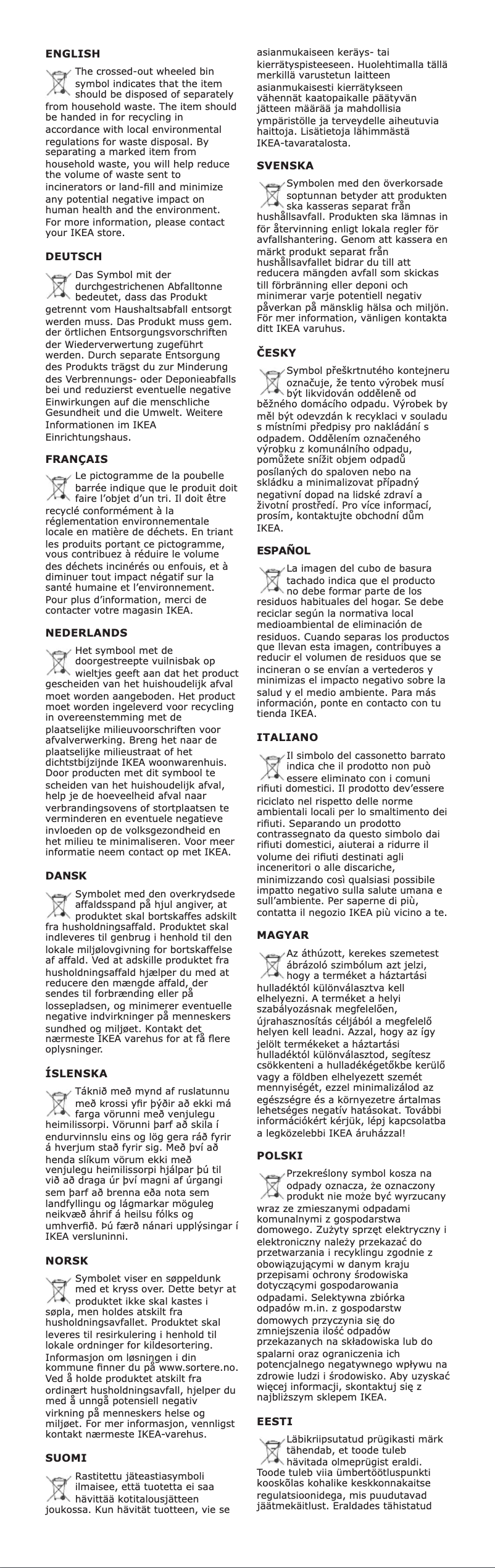 Page 1 de la notice Manuel utilisateur Ikea SOLHETTA 905.184.80