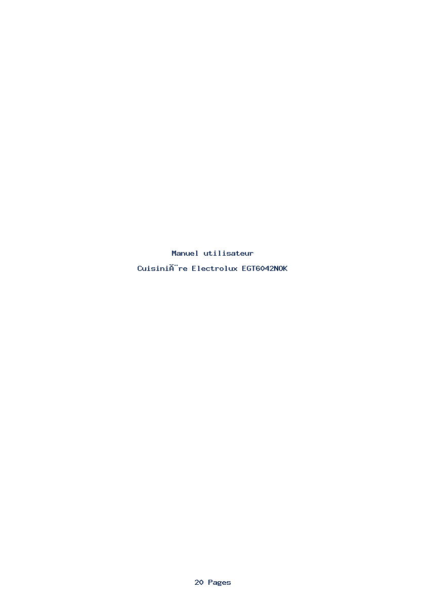 Page 1 de la notice Manuel utilisateur Electrolux EGT6042NOK