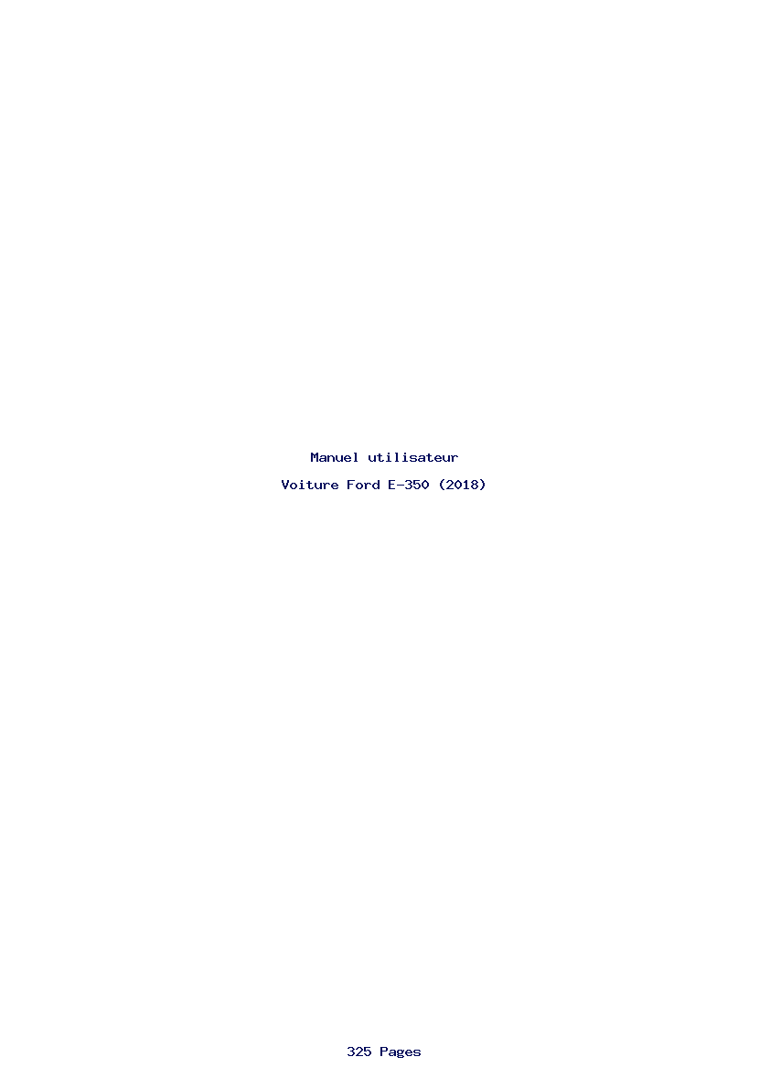 Page 1 de la notice Manuel utilisateur Ford E-350 (2018)