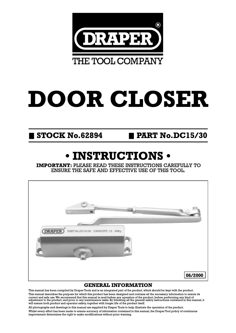 Page 1 de la notice Manuel utilisateur Draper DC15/30