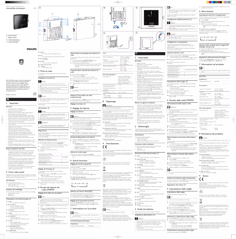 Page 1 de la notice Manuel utilisateur Philips AJ7000