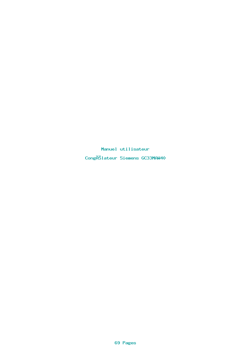 Page 1 de la notice Manuel utilisateur Siemens GC33MAW40