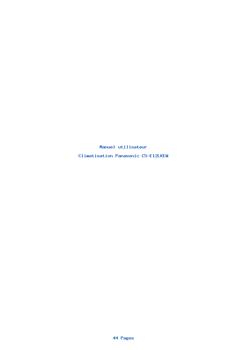 Page 1 de la notice Manuel utilisateur Panasonic CS-E12LKEW