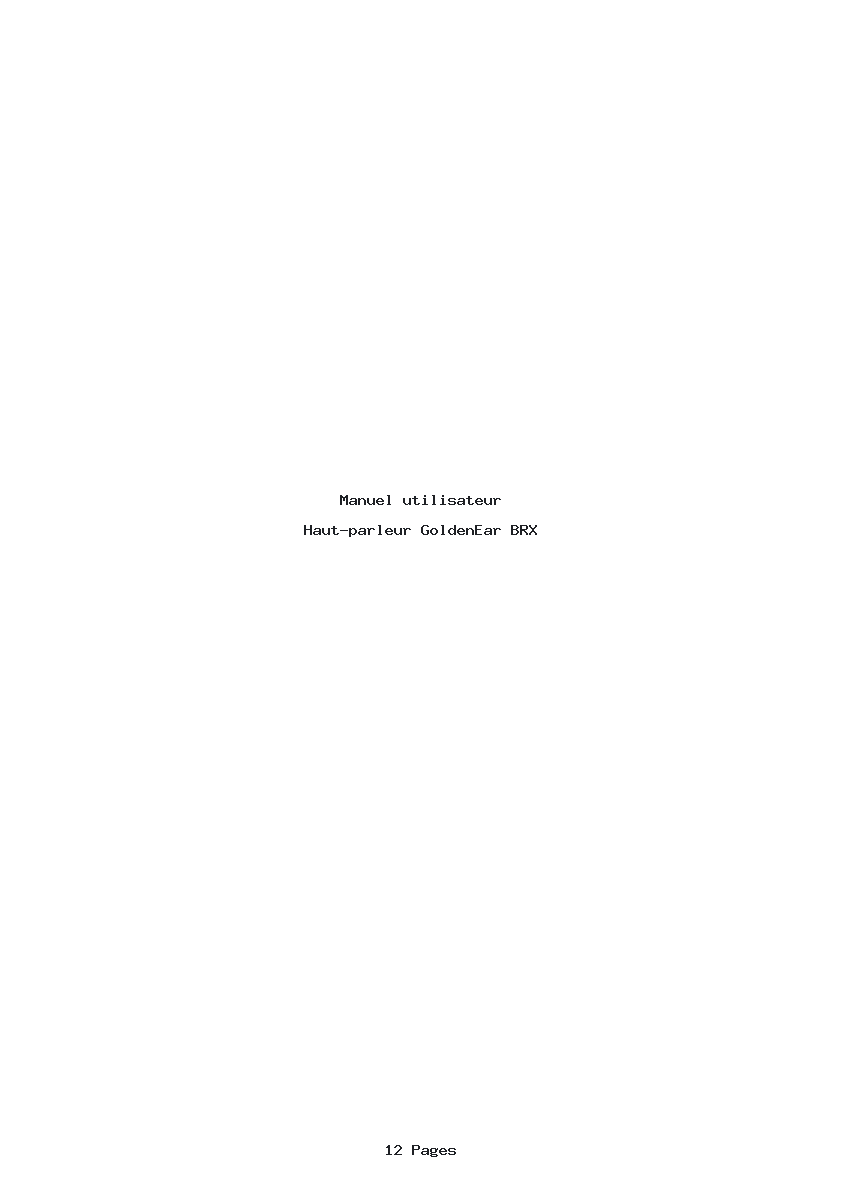 Page 1 de la notice Manuel utilisateur GoldenEar BRX
