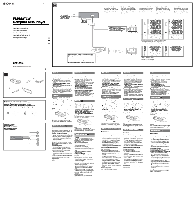 Página 1 del manual Guía de instalación Sony CDX-GT20