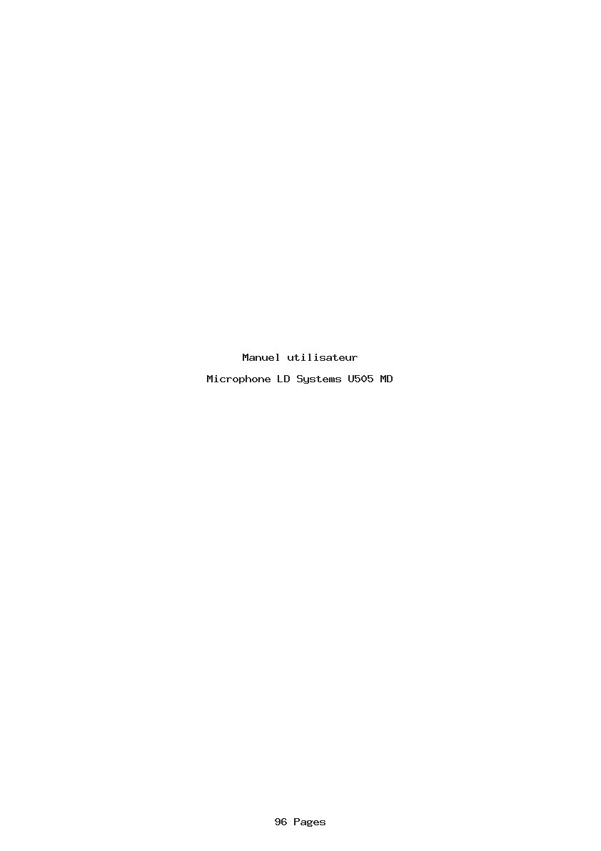 Page 1 de la notice Manuel utilisateur LD Systems U505 MD