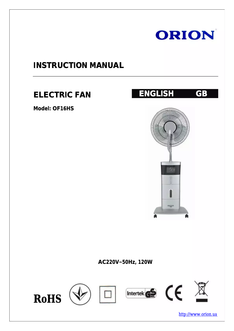 Página 1 del manual Manual de usuario Orion OF16HS