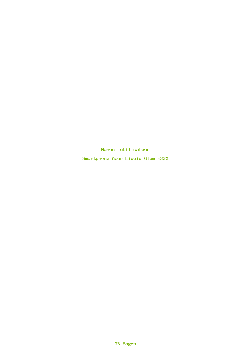 Page 1 de la notice Manuel utilisateur Acer Liquid Glow E330