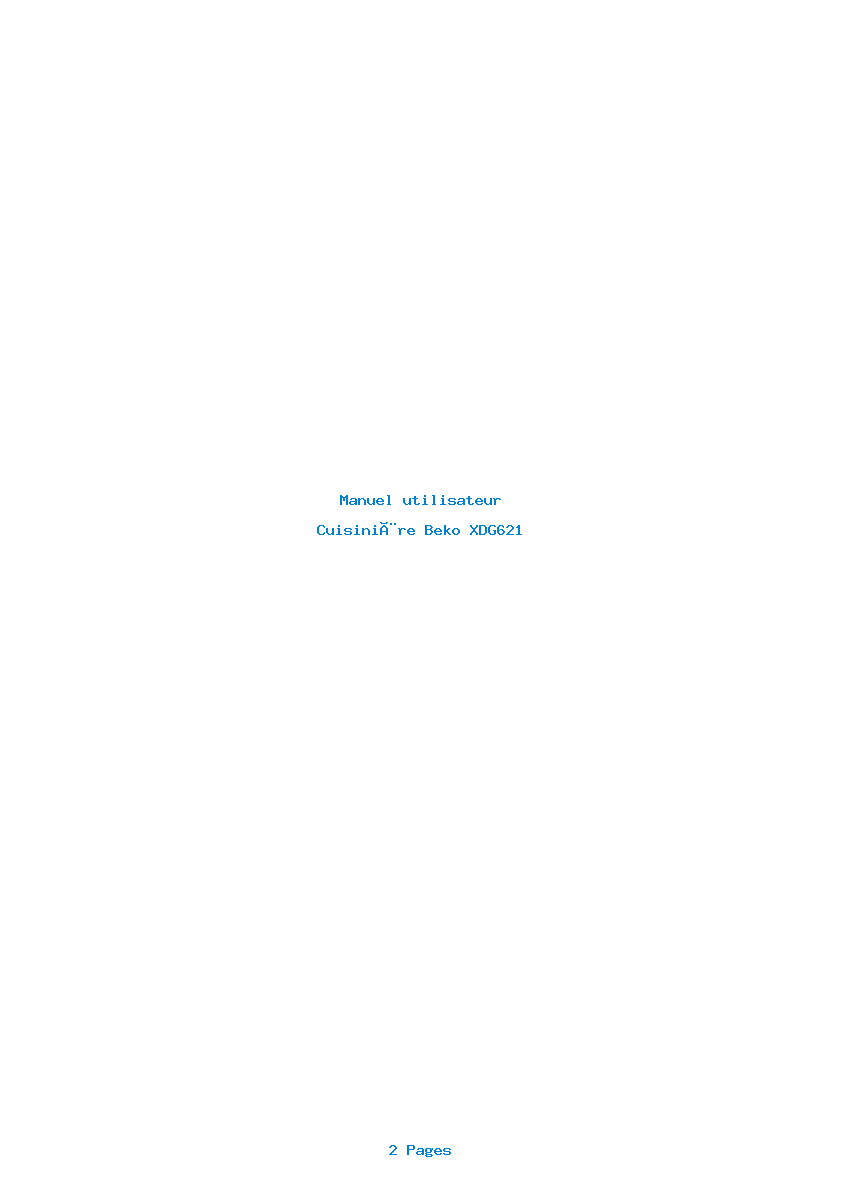 Page 1 de la notice Manuel utilisateur Beko XDG621