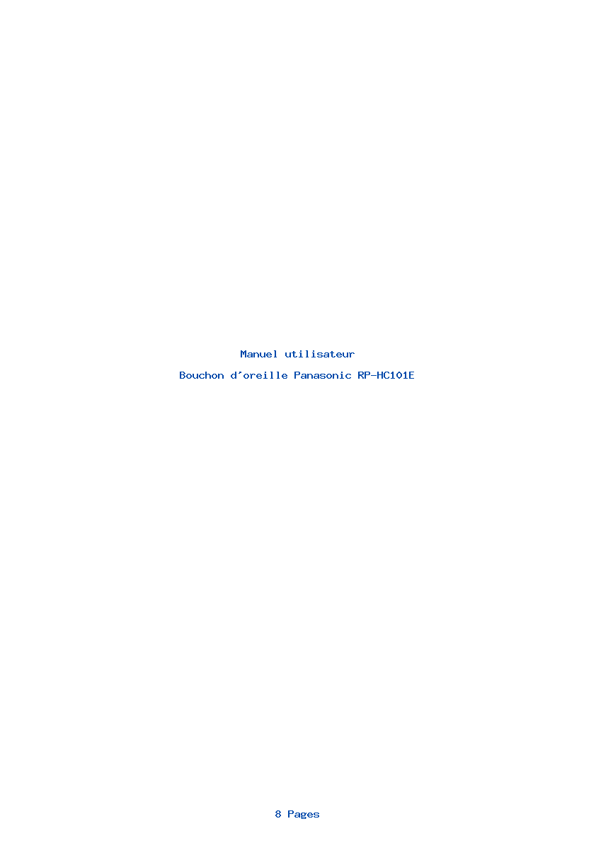 Page 1 de la notice Manuel utilisateur Panasonic RP-HC101E