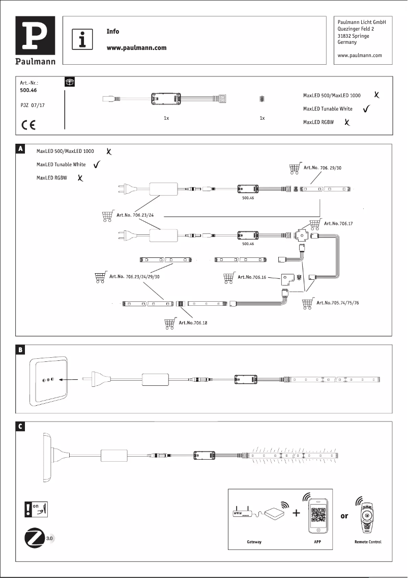 Page 1 de la notice Manuel utilisateur Paulmann 500.46