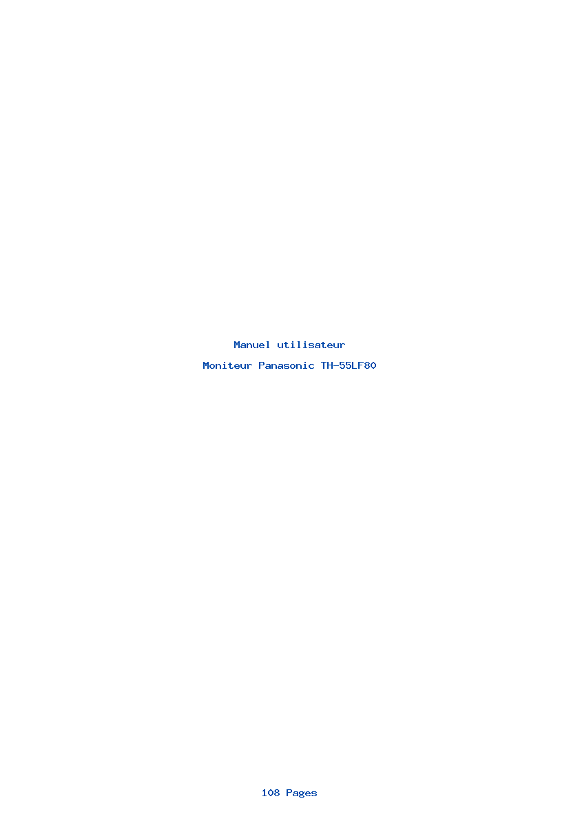 Page 1 de la notice Manuel utilisateur Panasonic TH-55LF80
