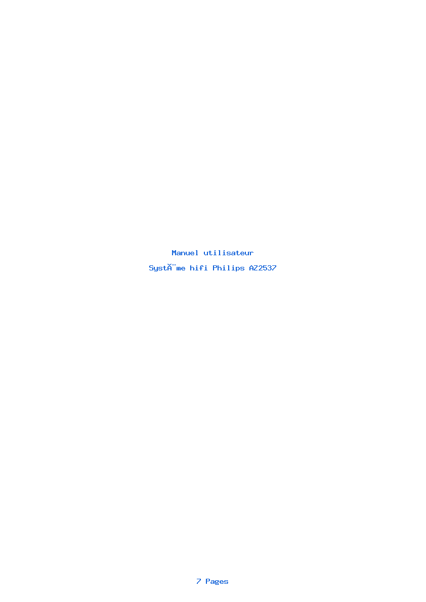 Page 1 de la notice Manuel utilisateur Philips AZ2537