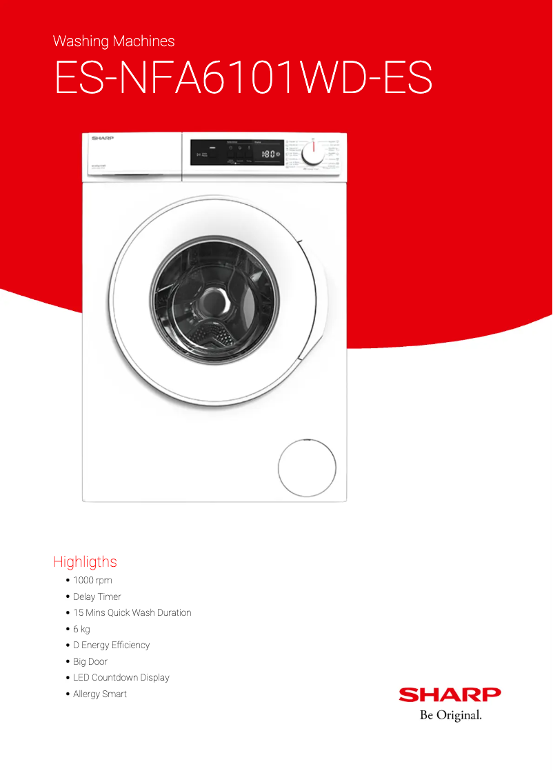 Page 1 of the manual Technical Sheet Sharp ES-NFA6101WD-ES