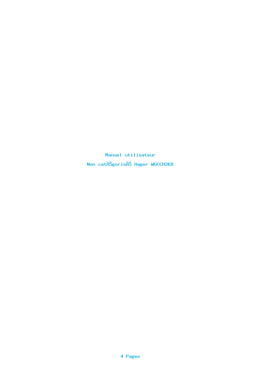 Page 1 de la notice Manuel utilisateur Hager WGCCH2KB