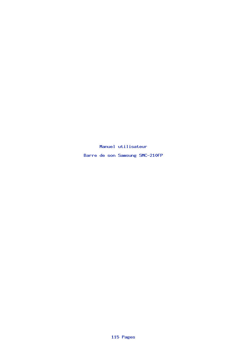 Page 1 de la notice Manuel utilisateur Samsung SMC-210FP