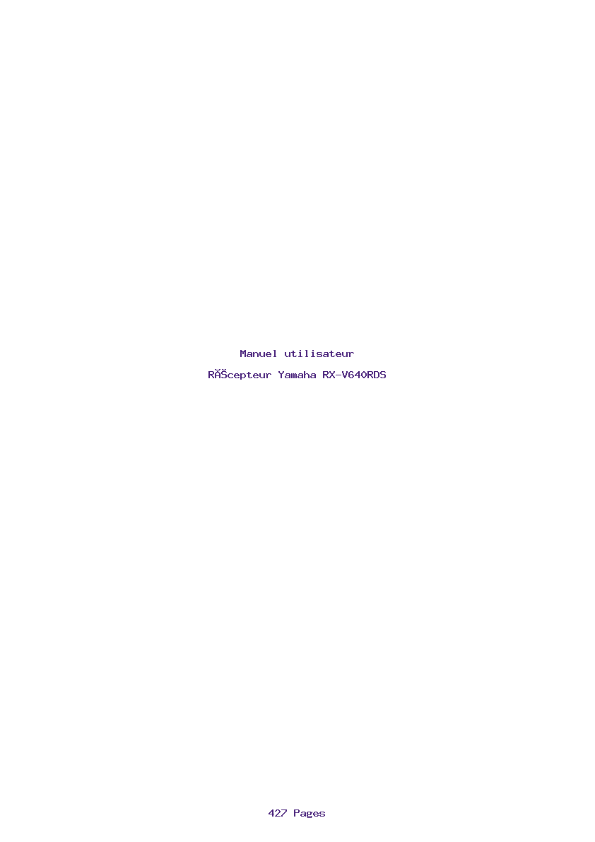 Page 1 de la notice Manuel utilisateur Yamaha RX-V640RDS