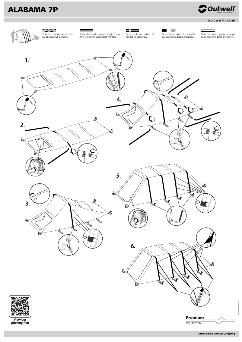 Page 1 de la notice Manuel utilisateur Outwell Alabama 7P