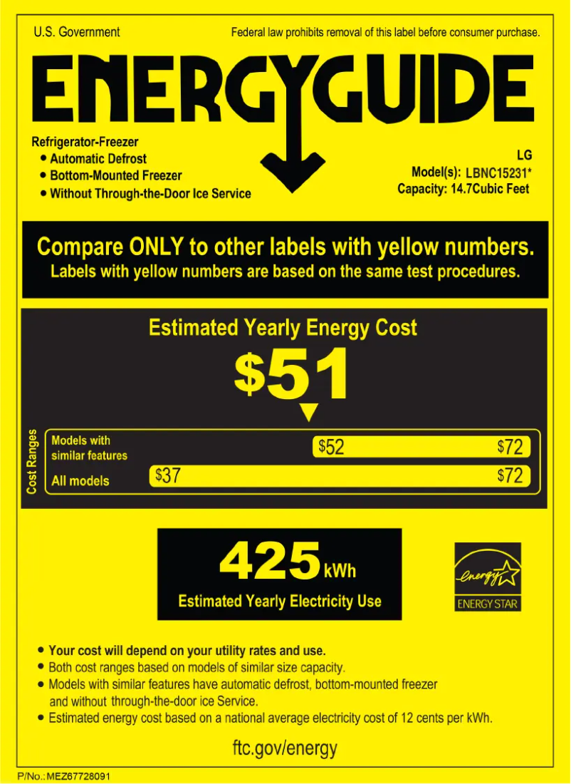 Page 1 of the manual Energy Label LG LBNC15231V