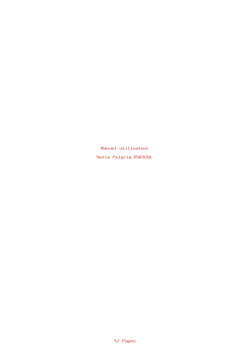 Page 1 de la notice Manuel utilisateur Pelgrim RSK930L