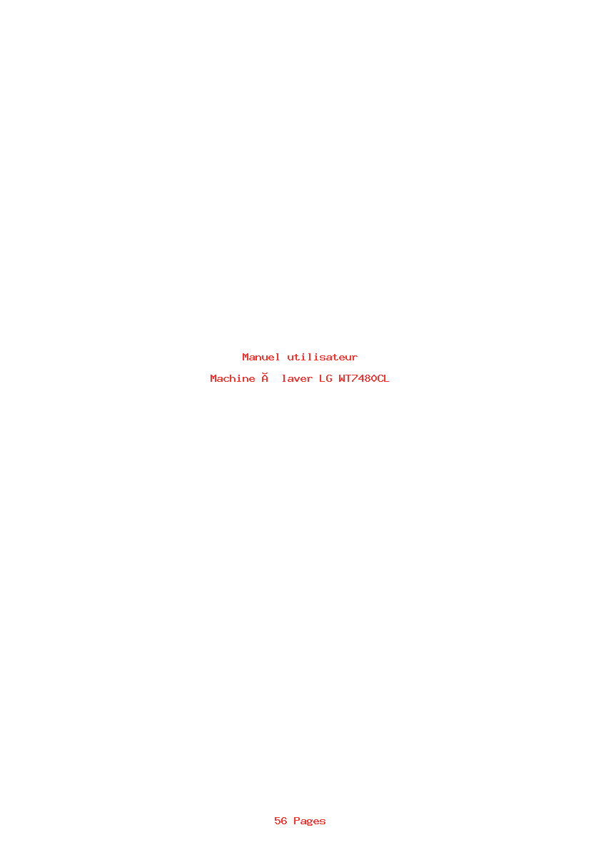 Page 1 de la notice Manuel utilisateur LG WT7480CL