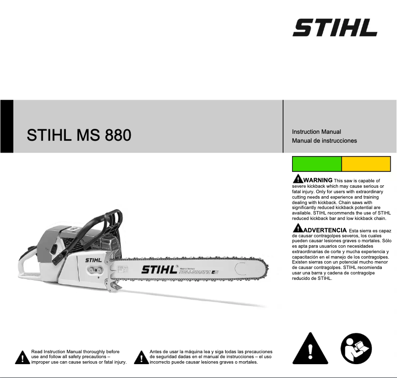 Page 1 de la notice Manuel utilisateur Stihl MS 880