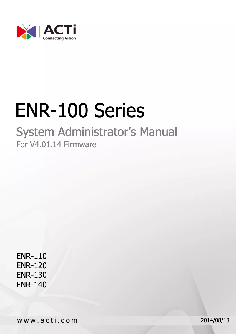Page 1 de la notice Manuel utilisateur ACTi ENR-120