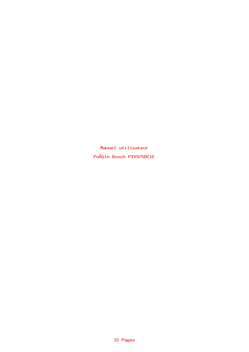 Page 1 de la notice Manuel utilisateur Bosch PIV975DC1E