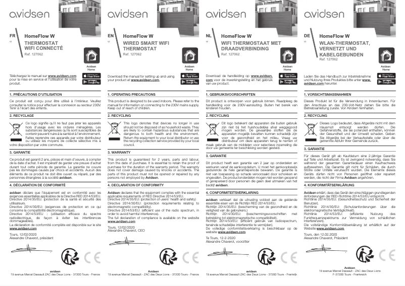 Página 1 del manual Manual de usuario Avidsen HomeFlow W