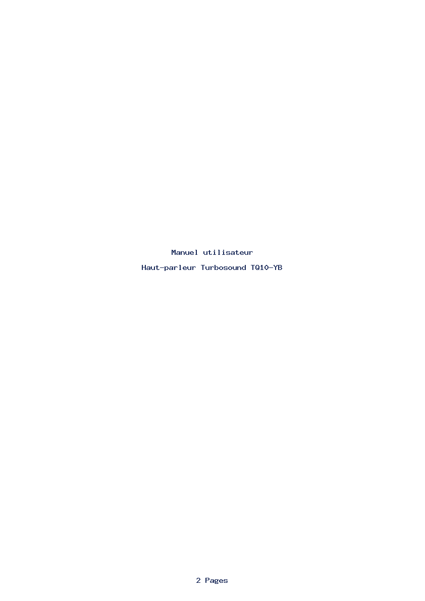 Page 1 de la notice Manuel utilisateur Turbosound TQ10-YB
