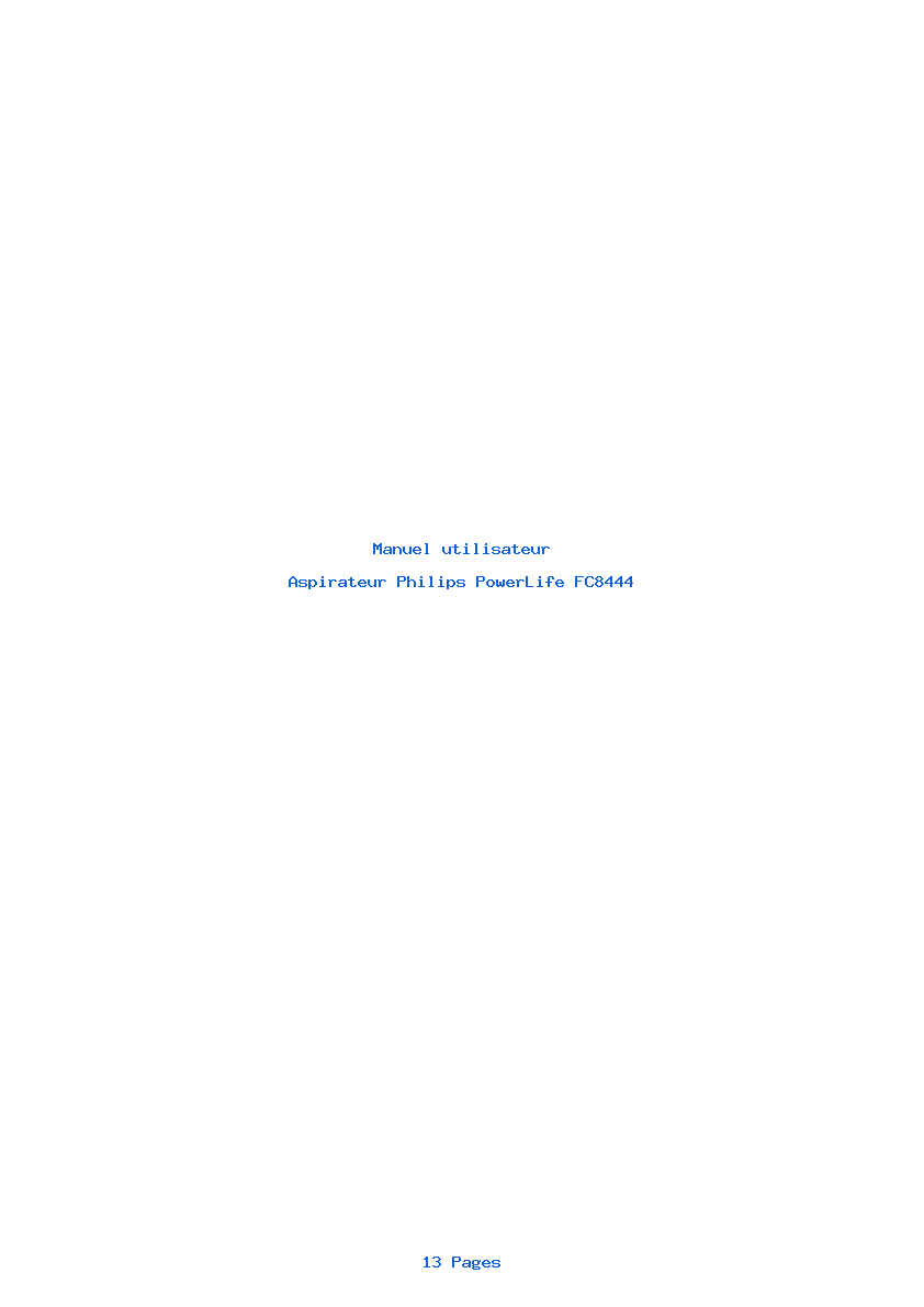 Page 1 de la notice Manuel utilisateur Philips PowerLife FC8444