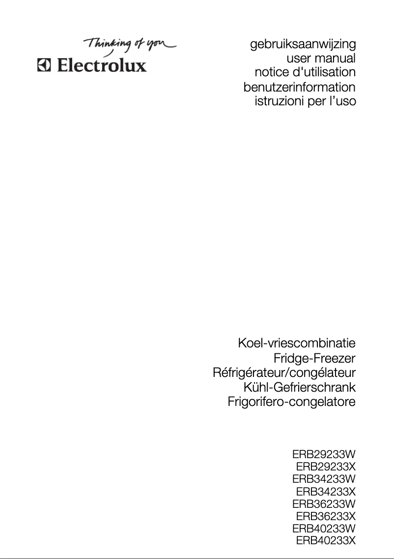 Page 1 de la notice Manuel utilisateur Electrolux ERB29233X