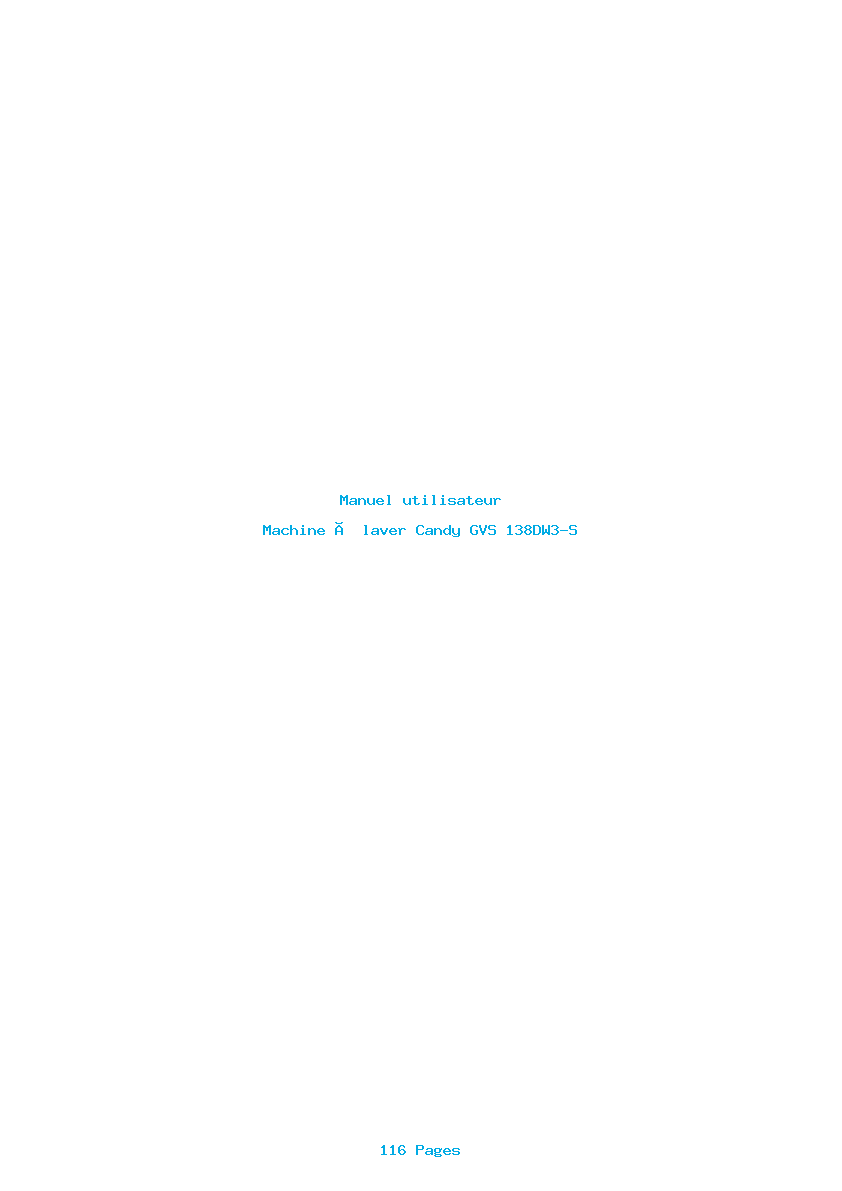 Page 1 de la notice Manuel utilisateur Candy GVS 138DW3-S