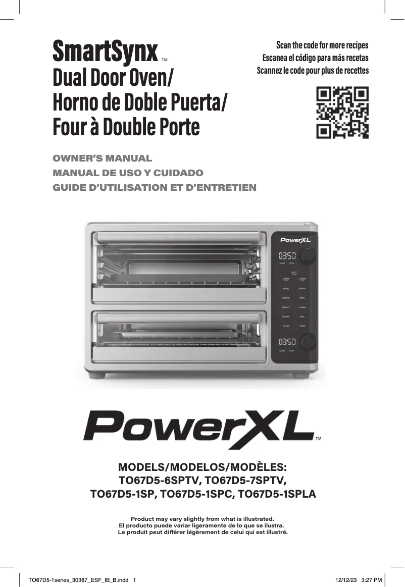 Page 1 de la notice Manuel utilisateur PowerXL SmartSynx TO67D5-7SPTV