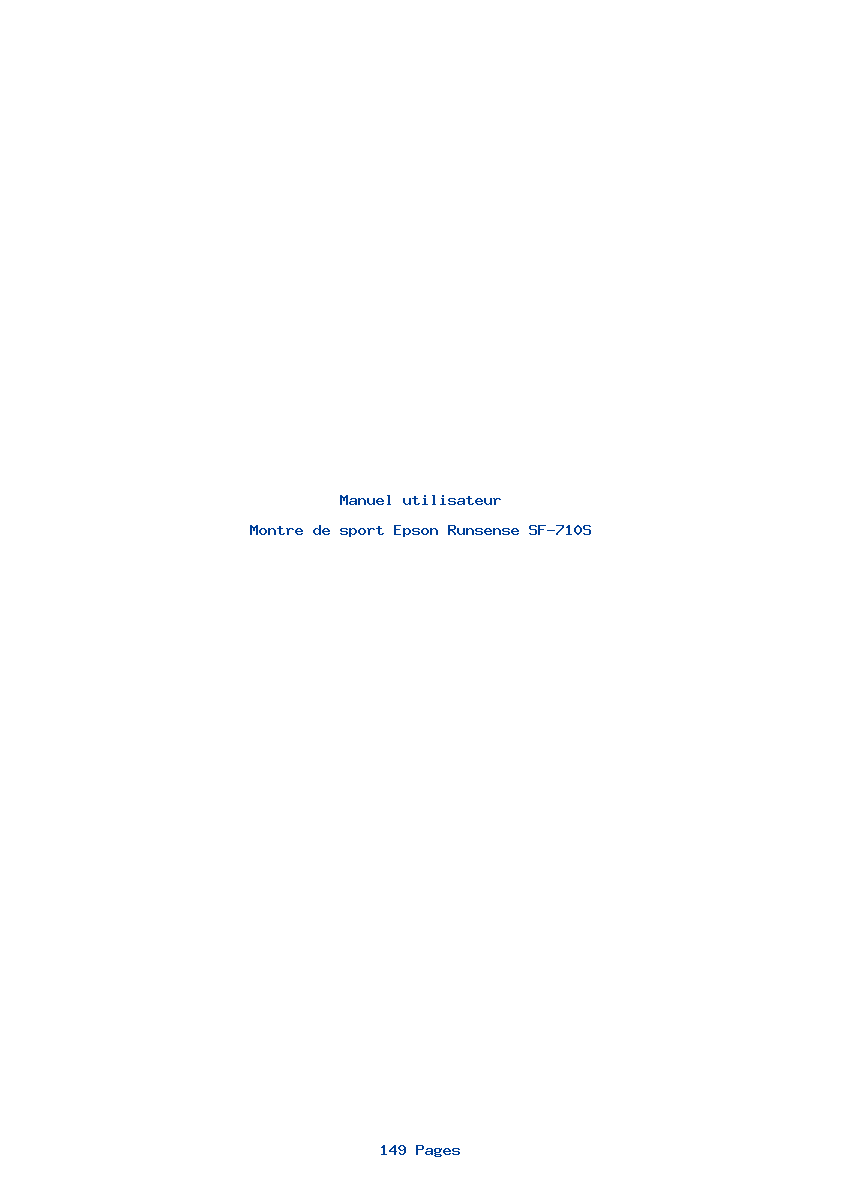 Page 1 de la notice Manuel utilisateur Epson Runsense SF-710S