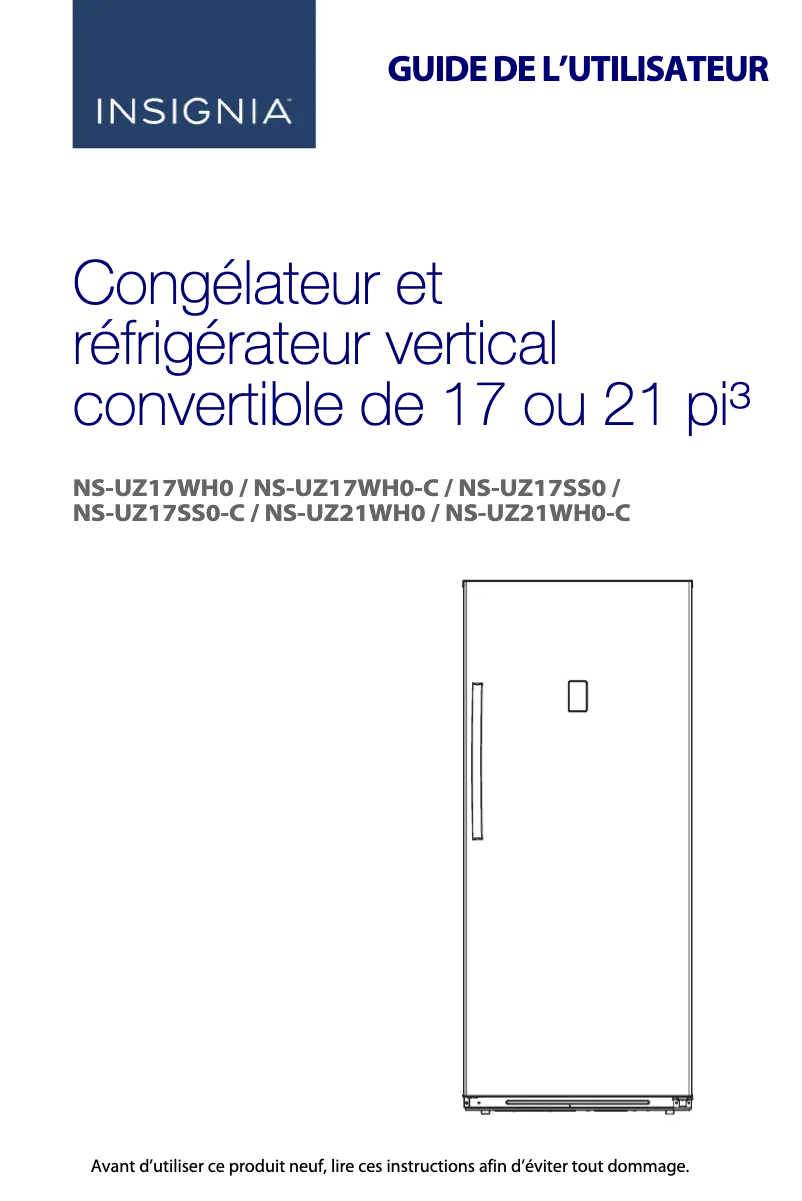 Page 1 of the manual User Manual Insignia NS-UZ17WH0