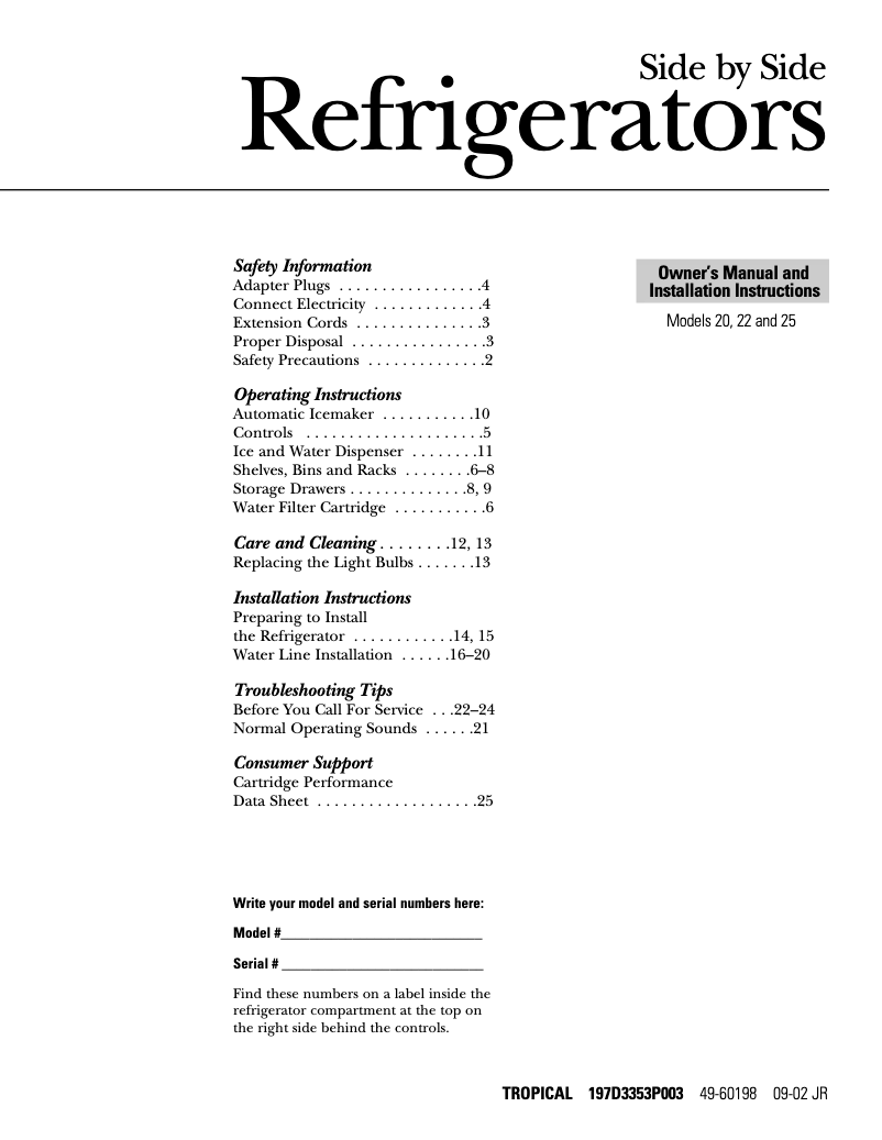 Page n°1 - Manuel utilisateur GE GST20DBMWW