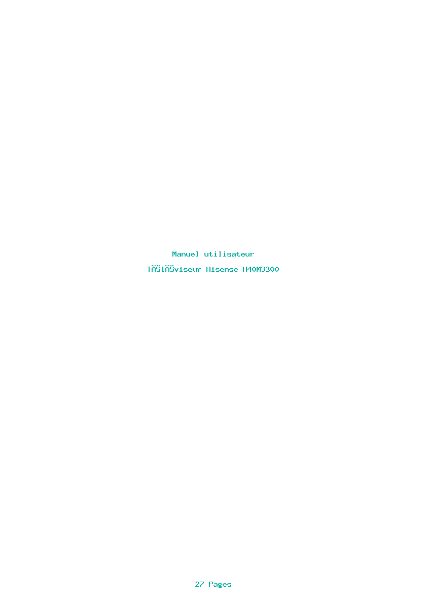 Page 1 de la notice Manuel utilisateur Hisense H40M3300