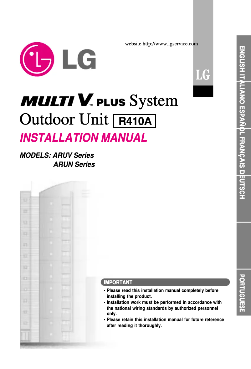 Page 1 de la notice Manuel utilisateur LG ARUN1208T1
