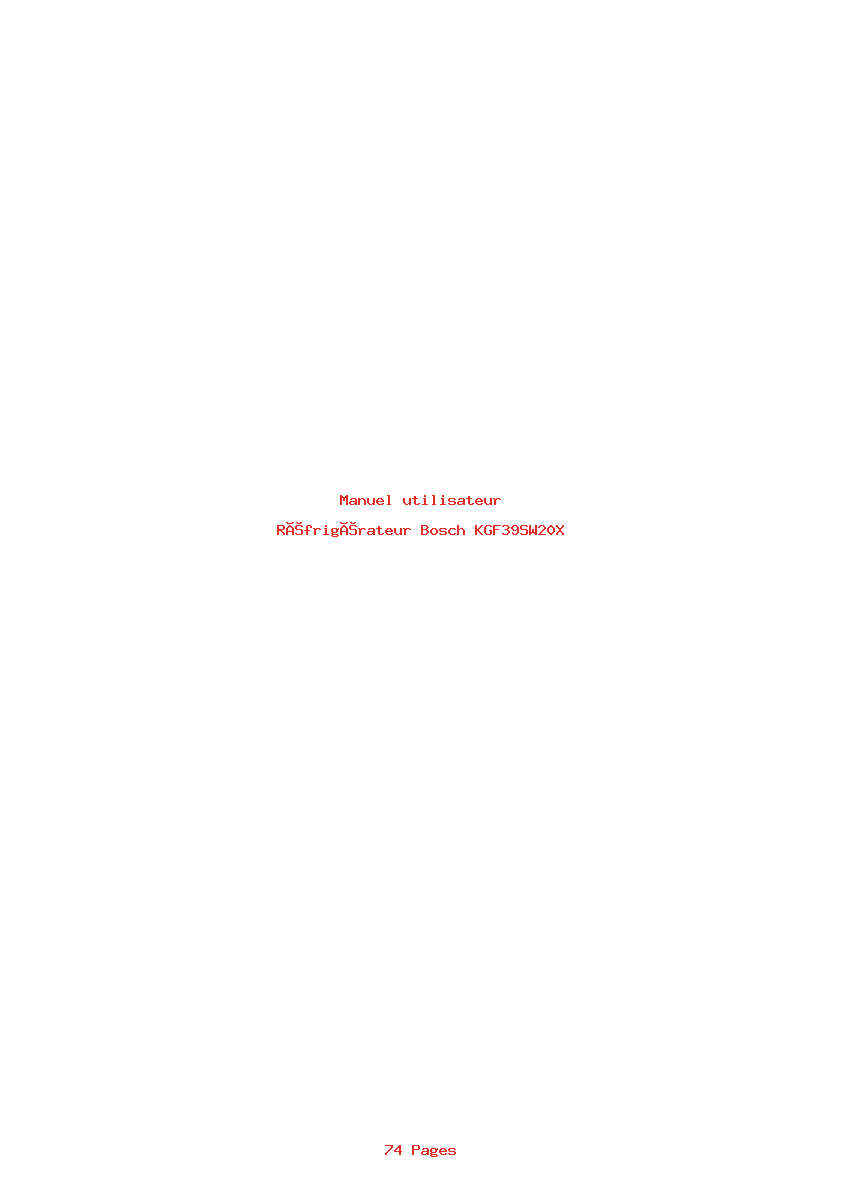 Page 1 de la notice Manuel utilisateur Bosch KGF39SW20X