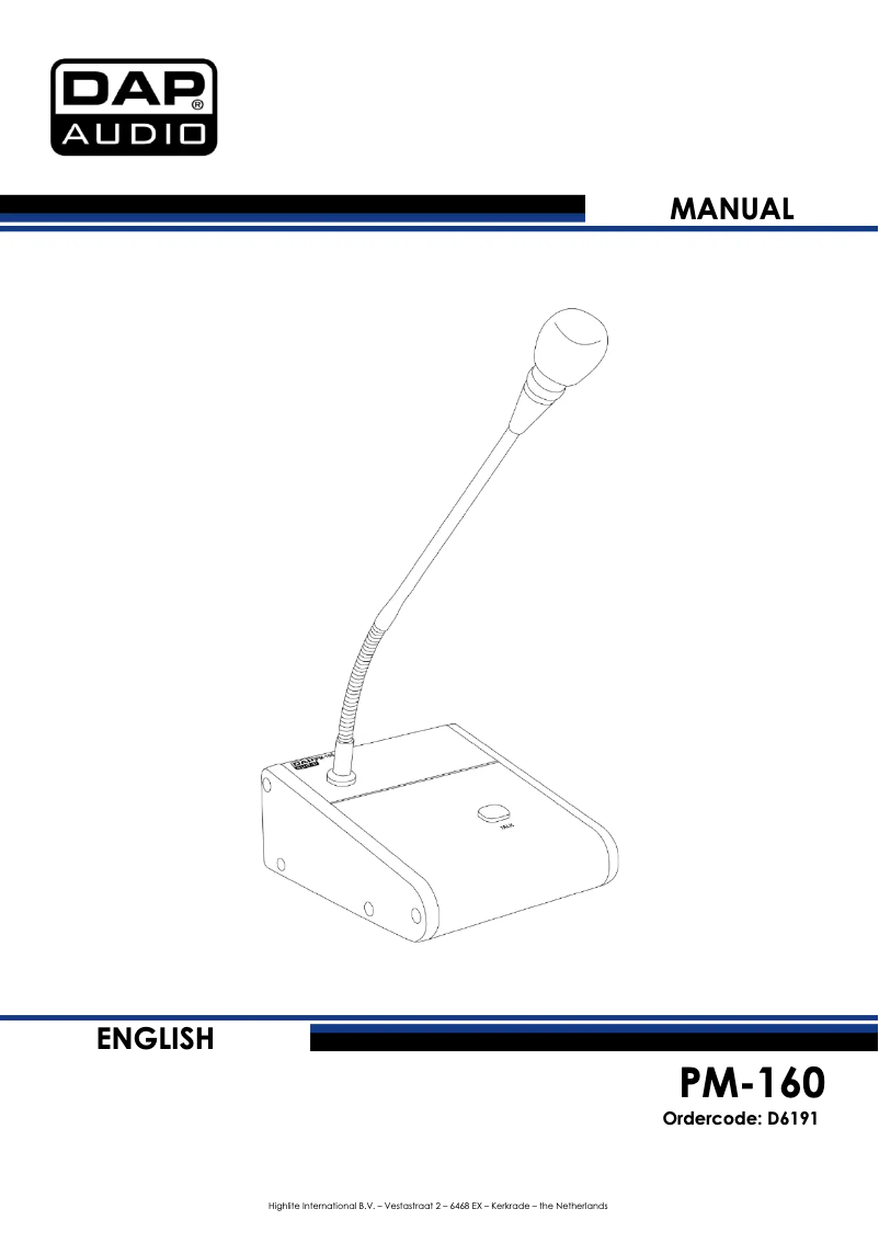 Page 1 de la notice Manuel utilisateur DAP-Audio PM-160