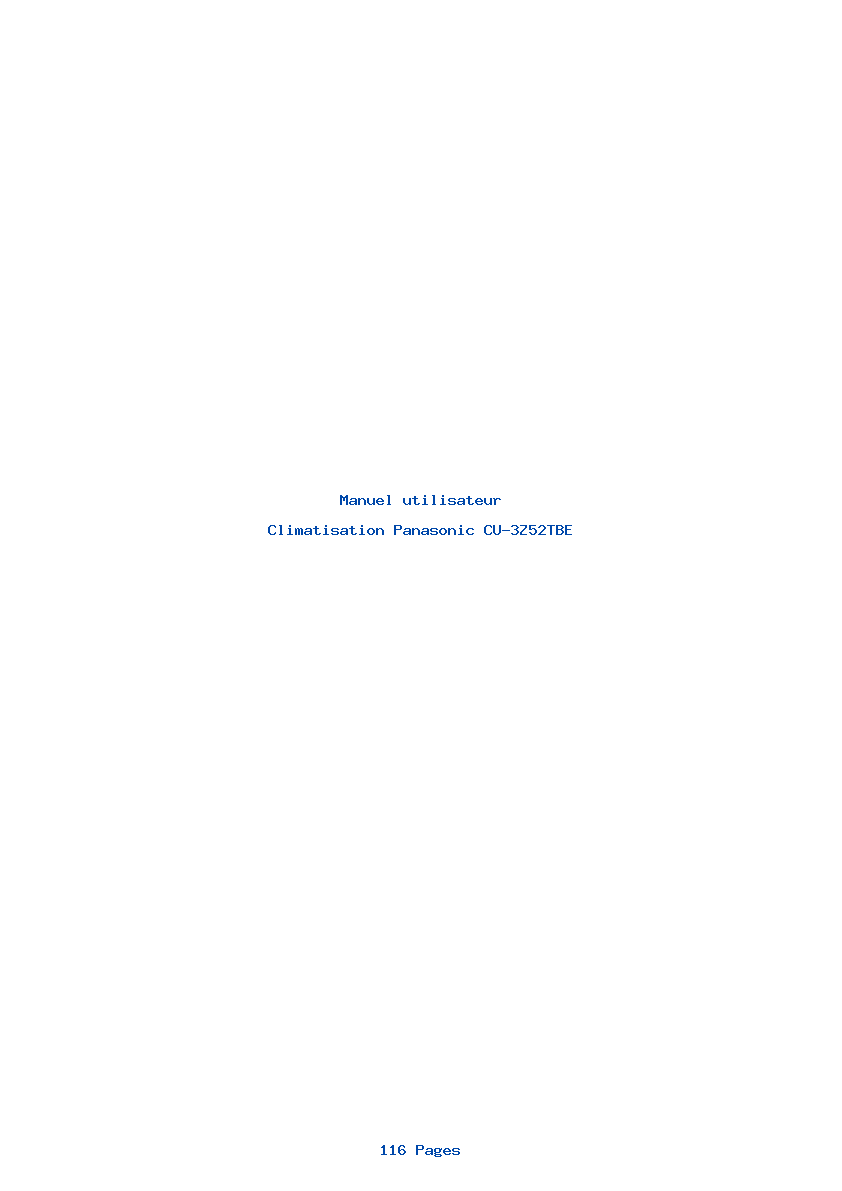 Page 1 de la notice Manuel utilisateur Panasonic CU-3Z52TBE