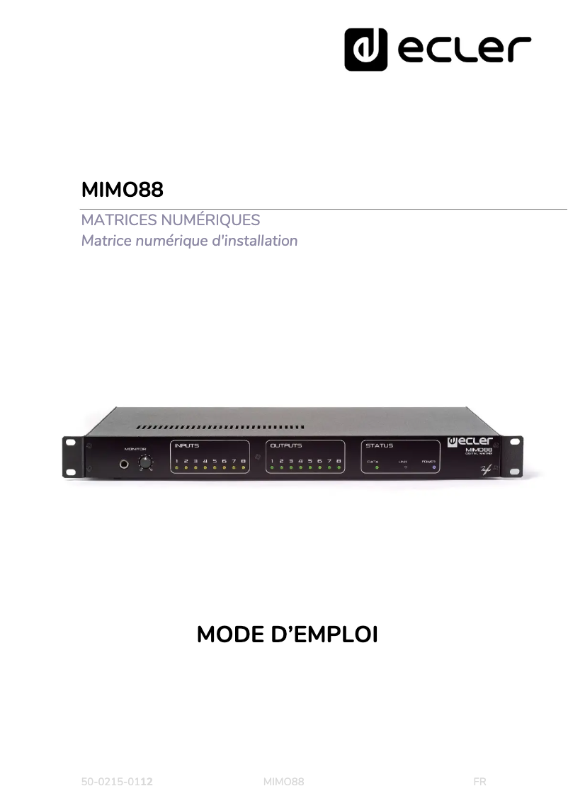 Page 1 of the manual User Manual Ecler MIMO88